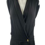 Anthropologie  Elevenses Chanteuse Black Sleeveless Straight Leg Wrap Jumpsuit 4 Photo 2