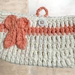 Handmade  Crochet Cotton Pouch w/ Bow & Button Closure Photo 3