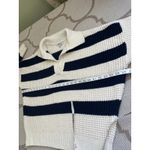 Madewell  striped waffle-knit Henley sweater polo collar, size large, MSRP $118 Photo 4