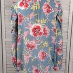 Loft Sheer Floral Print Blouse Ruffle Trim Keyhole Neckline-XS Photo 2
