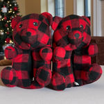 Snugimals Ladies Slippers Buffalo Plaid Red Black Bear M 7/8 Cozy Comfort Photo 0