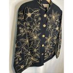 New Direction Vintage Jacket Size Medium Embroidered Button Up Black Gold Floral Photo 2
