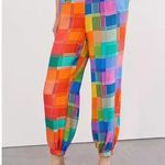 Farm Rio Anthropologie LG Pants Women's Rainbow Checkered Woven Jogger Pants NWT Photo 3