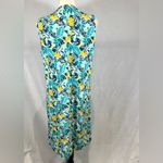 L.L.Bean  100% cotton aquamarine and yellow tropical dress size medium Photo 2