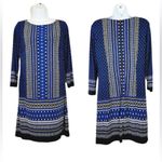 Vince Camuto Geometric Blue and Black Long Sleeve Dress NEW 10 Photo 1