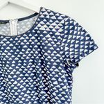 Lafayette 148 Gina Geo
Print Pleated Triangle Blue and White Sheath Dress Size 4 Photo 5