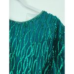 Laurence Kazar Vintage  NYE Silk Sequin Beaded Dress Small Green Occasion Event Photo 4