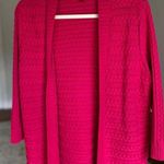 Talbots  Knit Cardigan Hot Pink Open Front Sweater Autumn Winter Preppy Cozy Warm Photo 0