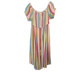 Torrid Pastel Stripes M Challis Off Shoulder Midi Dress Size 2X Pockets Tassels Photo 5