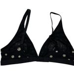 Parade Bra Womens Large Plunge Bralette Black White Floral Embroidered Mesh Photo 2