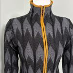 Icelandic Design Chevron Zipper Cardigan Sweater Medium Black Photo 1