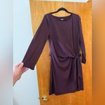 Lands' End  Dress Plum Purple Long Sleeve Side Tie Belt Boat Neck NWT Medium 10-12 Photo 3
