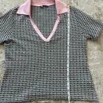 ZARA Women's Jacquard Green Pink Colorway Polo Straight Leg Pant Set - Large Photo 8