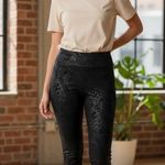 Nic + Zoe Wonder Stretch Embossed Shimmer Slim Pull on Black Pants Womens Size 4 Photo 0