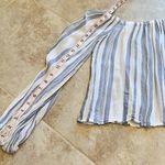 Forever 21 🆕 striped off shoulder long sleeve crop top blue white small Photo 3