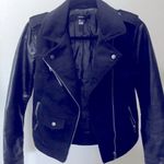 Forever 21 BLACK FAUX LEATHER / SWEATER MOTO JACKET Photo 2