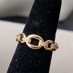 Gold Filled Chain Link Clamper Bangle Bracelet Adjustable Ring Set Photo 2