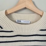 ZARA  Black Cream Ivory Knit Sweater Boxy High Neck Oversized Size Small Photo 3
