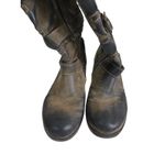 Sonoma Emelie Brown Distressed Belted Boots Plaid Lined Sz 9 Photo 7