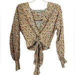 Stillwater  Floral Print Tie Front Blouse Size M Photo 0