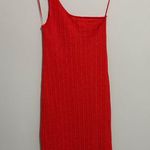 ZARA  Women's Asymmetric One Shoulder Midi Cable Knit Red/Orange Dress Medium Photo 1