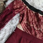 Boohoo burgundy lace on top off shoulders dress Photo 4