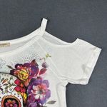 Sweet Gisele Womens Medium Sugar Skull Open Cold Shoulder SS Tee White Florida Photo 4