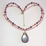 Gold Tone Pink & Maroon Beads Moonglow Beaded Boho Statement Necklace Photo 4