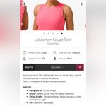 Lululemon sculpt tank top guava pink size 2 mesh breathable running gym Photo 6