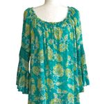Ruby Rd  Top Blouse Turquoise Green Floral 3/4 Bell Sleeve Boho Tunic Size XL Photo 11
