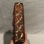 Brown Beaded Clutch Evening Sequin Purse with silver tone art decor frame handle Photo 2