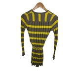 Anthropologie Sweater Yellow Maple Striped Pleated Belt Pocket Taupe XS Cardigan Photo 4