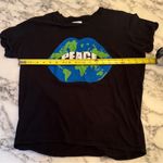 Lauren Moshi EUC Black Peace Lips Graphic Tee | Soft Cotton Blend Size S Photo 3