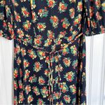 RIXO • Staci Dress maxi rayon dark floral tie waist puff sleeve button front Blue Size 8 Photo 10
