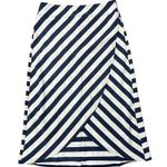Athleta  Size M Tulip Skirt Ribbon Stripes Midi Faux Wrap Women’s Stretch Jersey Photo 2