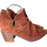 Sundance  Pienza Rust Brown Suede Ankle Open Toe Booties size 8 size 38 Photo 0