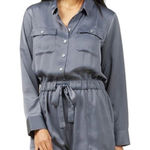 Outerknown  Benson Jumpsuit Utility Long Sleeve Button Tie Romper Satin Sz S Photo 0