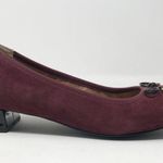 Vionic Daphne Suede Patent Block Heel Bow Low Pump Shoes Merlot Black Burgundy 8 Photo 1