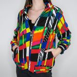 draper's & damon's Vintage 80s Rainbow Geometric Abstract Windbreaker Jacket Photo 2