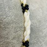 Vintage Pearly Bead Black God Twisted Woven Necklace 17" Photo 1