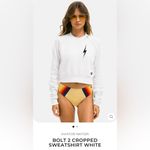 Aviator Nation  Bolt 2 Cropped Sweatshirt White with Black Bolt Size S Photo 2