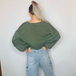 Peach Love California NEW Olive Green Cropped Sweatshirt Photo 6