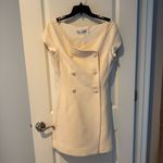 Christian Dior  Beige Breasted Cap Sleeves Off White Mini Dress Photo 2