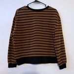 ZARA Woman Brown Black Striped Fleece-Lined Boxy Sweater Sweatshirt Size S Photo 2