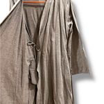 Motherhood  Maternity Short Tie Front Nursing Robe Pink Lace Gray Large POCKETS! Photo 1