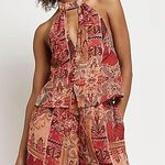 River Island NWT  Red chiffon printed halter top Photo 0