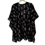 NWT Zuécar Navy Anchor Heart Print Sheer Kimono Cover Up Kaftan Top F/S Black Size undefined Photo 6