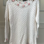 Vintage 80s Denim Republic Grannycore Cottagecore Pastel Floral Sweater S White Photo 0