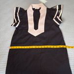 Entro  Linen Blend Midi Dress Womens Small Black Cream Resort Boho Beach Vacation Photo 7