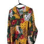 Laura Ashley Laura & Jayne Two Multicolor‎ Silk Animal Floral Patchwork Long Sleeve Shirt 2X Photo 1